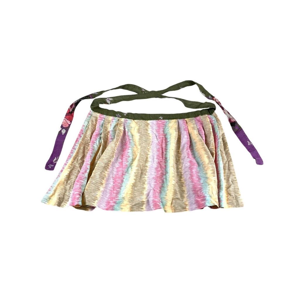 Waist Kitchen Apron Half Skirt Handmade Vintage Multicolored Zig Zag